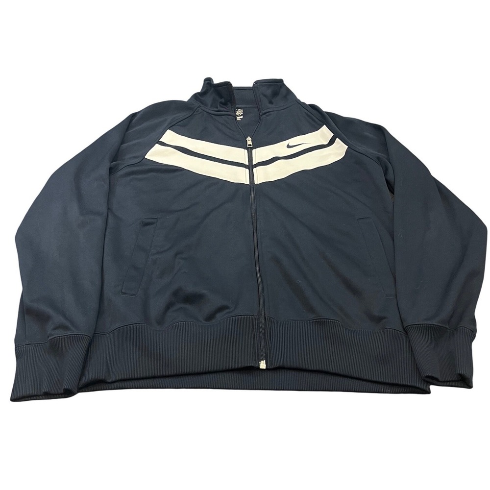 Y2K Nike Track Jacket Mens L Navy Chevron Athletic‎ Dept Full Zip Sweatshirt